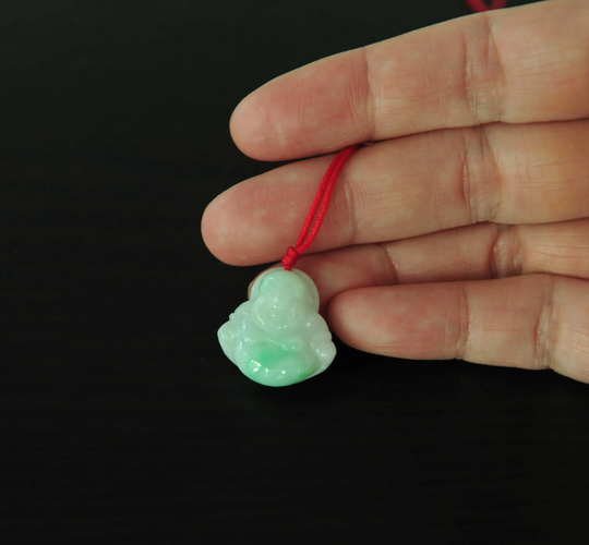 Dainty Apple Green Jadeite Jade Buddha Pendant, Small Grade A Icy Pendant