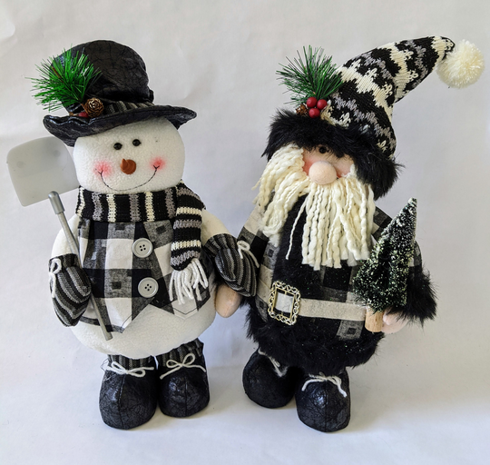 Midnight Frost Plush Santa & Snowman Stander