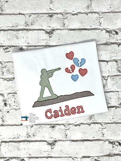 Boys Valentine Shirt, Soldier Day Outfit, Embroidered Shirt