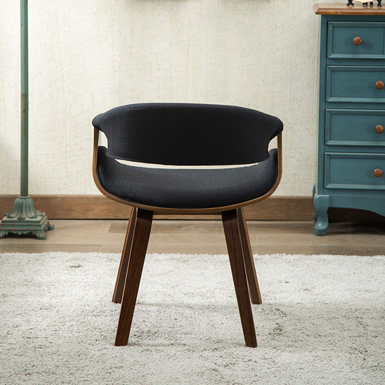 Clihome Dining Chair Contemporary/Modern Polyester/Polyester Blend Upholstered Arm Chair (Wood Frame) in Black | ZB-PH-1002-1-BK