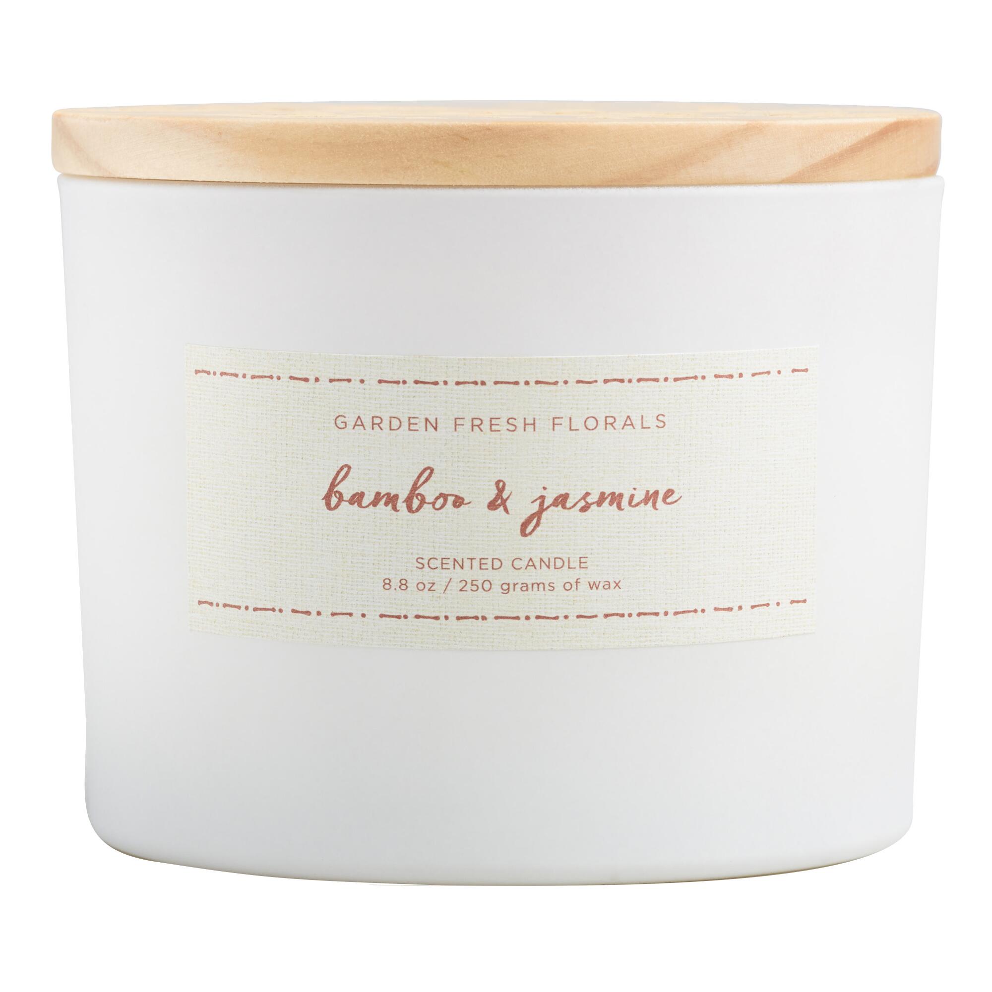 Bamboo And Jasmine Floral Lid Scented Candle by World Market