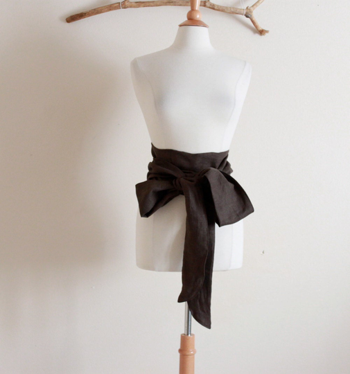 Made To Order Solid Color Linen Slim Obi