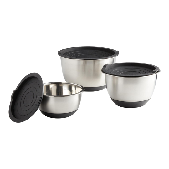 Stainless Steel Nesting Mixing Bowls with Lids 3 Pack by World Market
