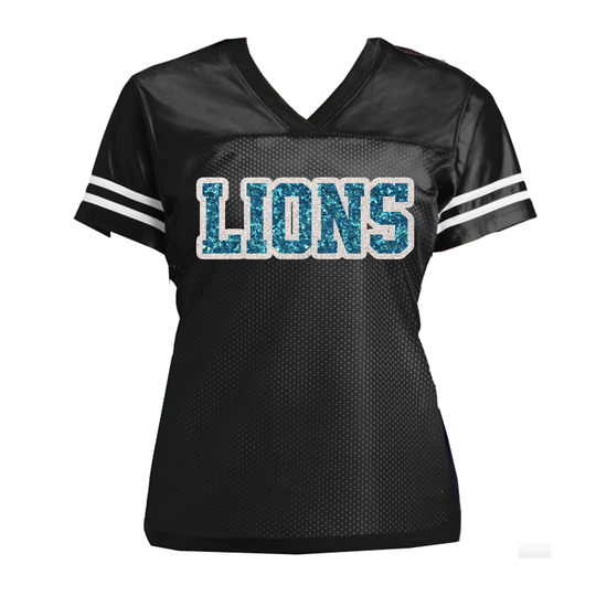 Choose Your Team 2 Colors Glitter Football Jersey, Lions Packers Saints