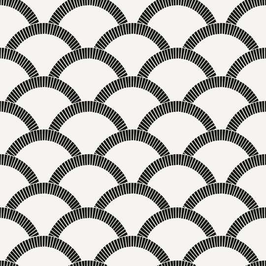 Black And Off White Scallop Peel And Stick Wallpaper by World Market