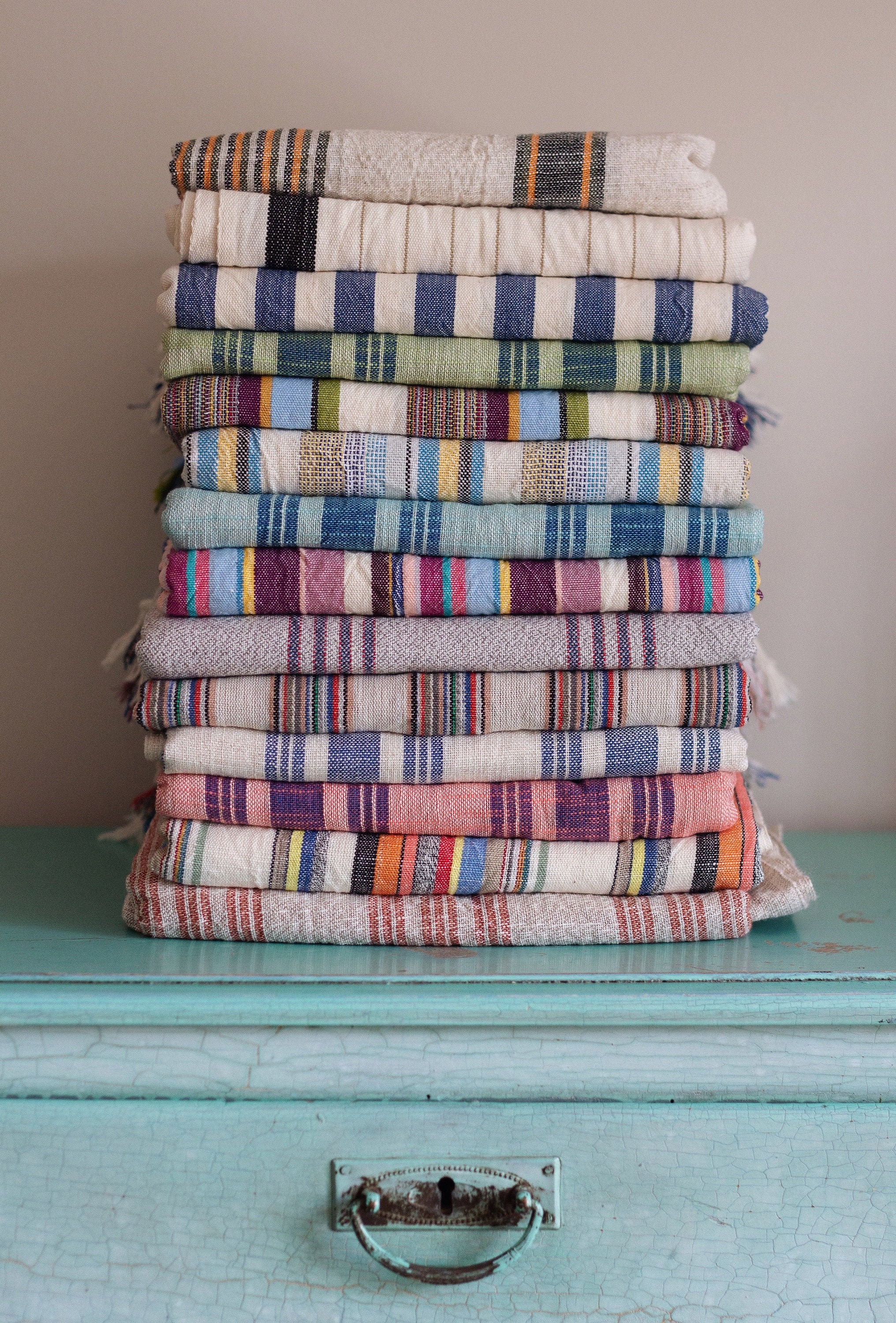 Linen Cotton Blend Turkish Towel Set, Boho Beach Blanket, Striped Table Cloth, Lightweight Peshtemal, Picnic Throw, Housewarming Gift