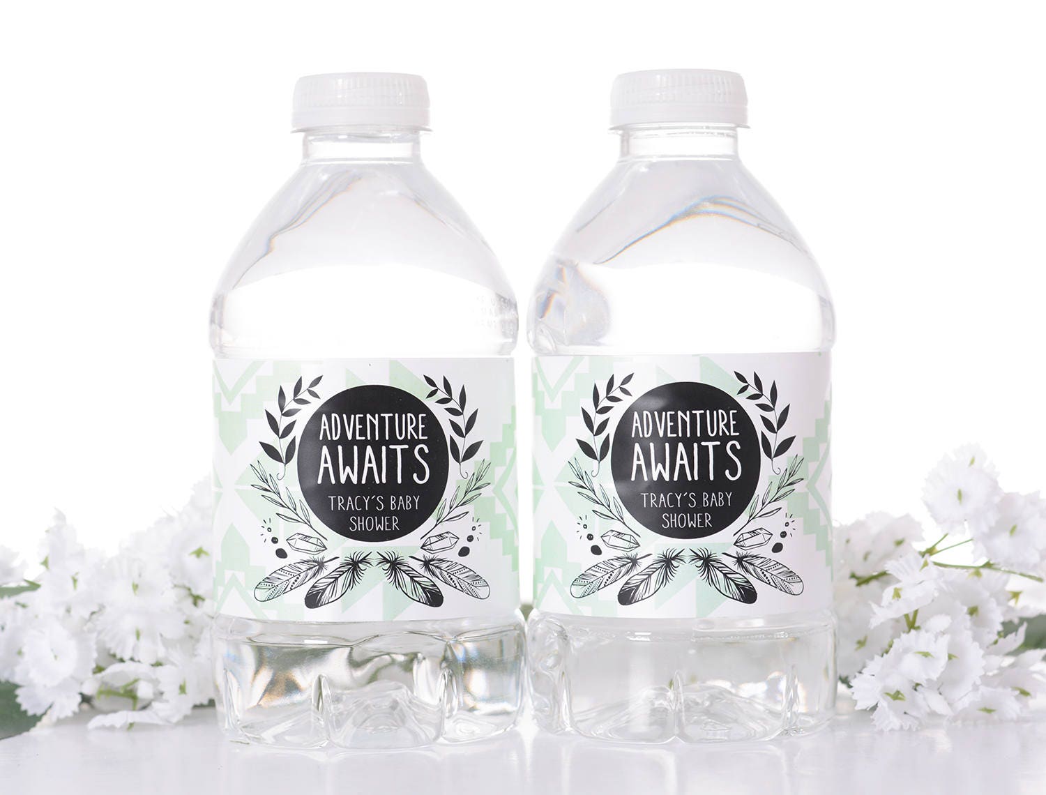 Custom Baby Shower Water Bottle Labels - Stickers Waterproof For Boho #bsiw-78
