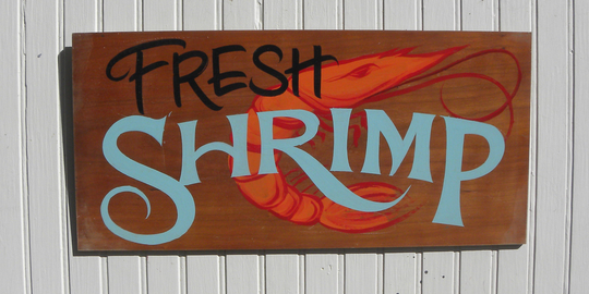 Shrimp Sign, Hand Lettered Sign Original Wooden Sign Great Gift, Porch Or Kitchen Decor. Seafood Gulf