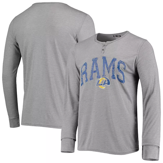 Men's Concepts Sport Gray Los Angeles Rams Takeaway Henley Long Sleeve Sleep T-Shirt, Size: XL, Grey