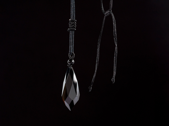 Mens Arrow Shaped Black Obsidian Gift Necklace, Blue Graval Crystal Necklace Pendant For Women, Men & Women