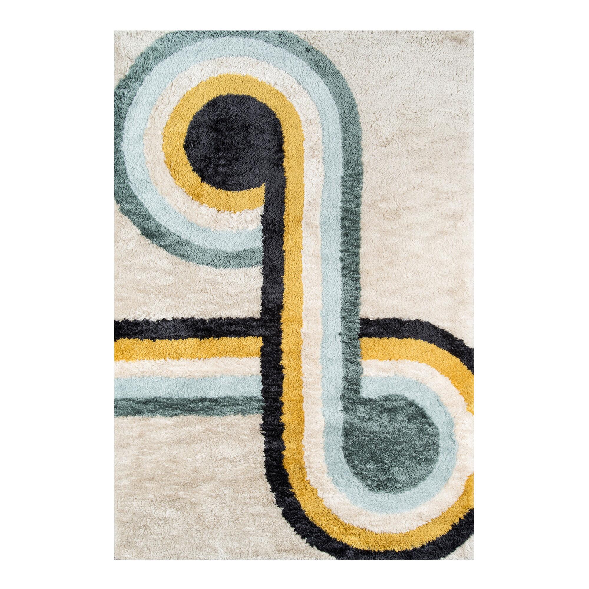 Blue And Ivory Geo Loop Retrograde Area Rug by World Market