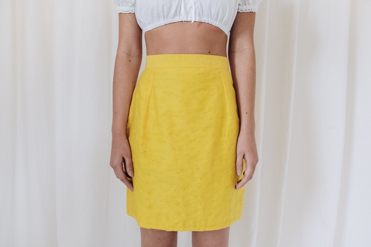 Cotton Blend Yellow Floral Skirt