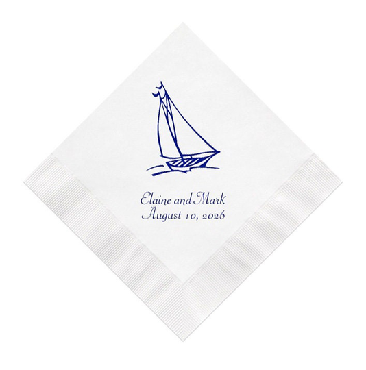 Sailboat Wedding Napkins Personalized Set Of 100 Nautical Sail Boat Beach Design