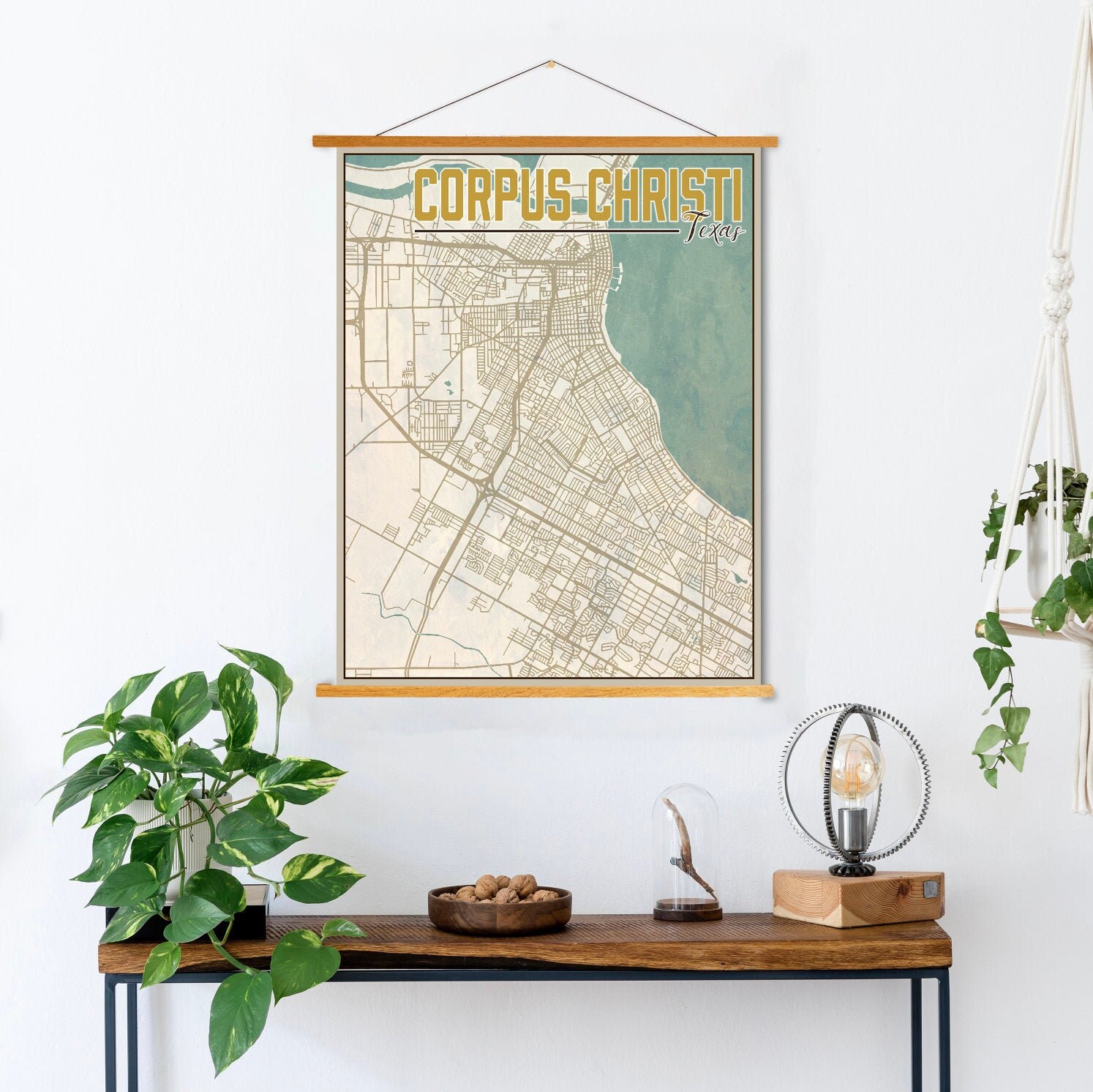 Corpus Christi Texas Nautical Street Map | Hanging Canvas Of Printed Marketplace