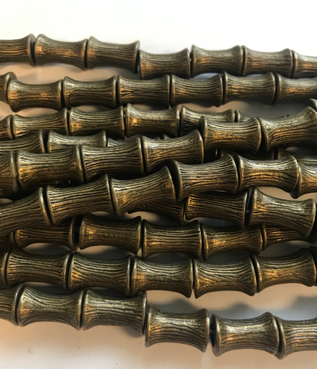 12x8mm Drum Base Metal 15Beads/ 7 Inch Strand