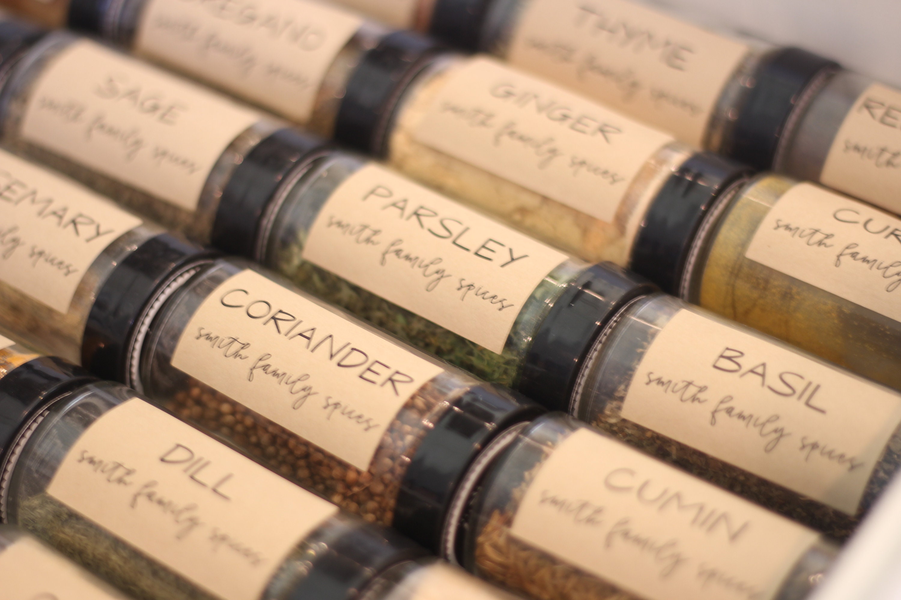 Spice Jar Labels - Pantry Organization Personalized With Family Name Seasoning