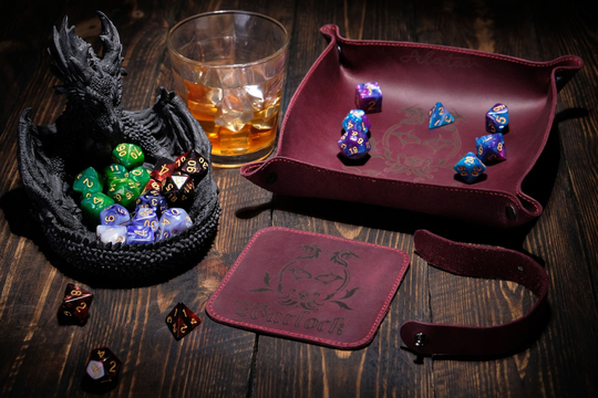 Dungeons & Dragons Dice Tray Coaster Set | Dnd Leather Dnd Gifts