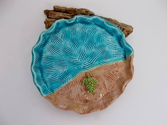Handmade Turtle To The Sea Ceramic Pottery Dish