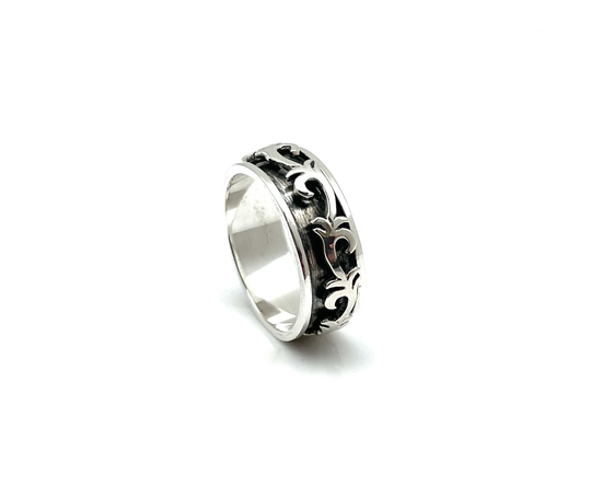 Vines Pattern Spin Ring // Silver Spinner 925 Sterling