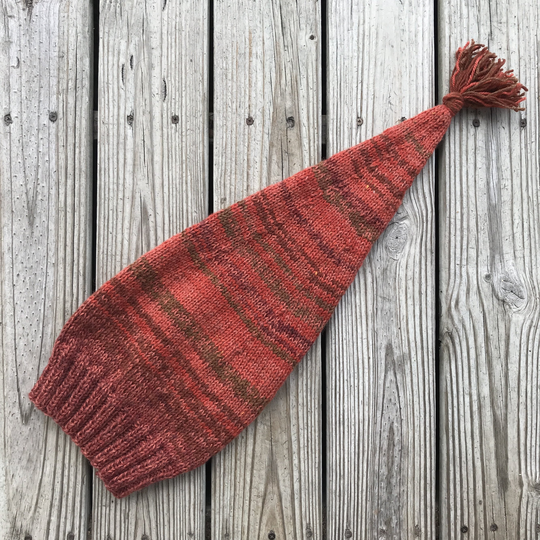 Knit Hat, Stocking Cap, Toboggan Womens Mens Long Knitted Beanie, Rust Orange, Ready To Ship