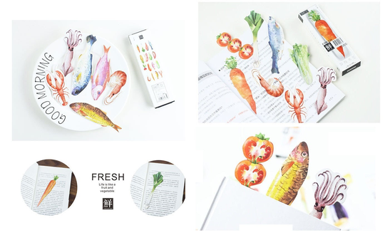 30 Vegetable Seafood Paper Card Fresh Food Die Cut Embellishment Planner Decor Mixed Media Bookmark Scrapbook Collection