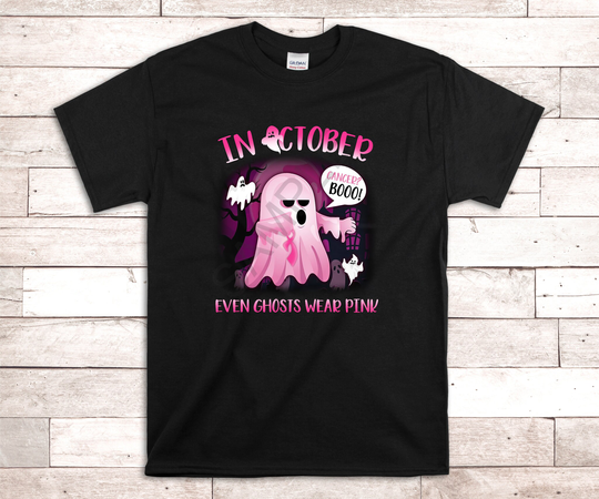 In October Even Ghost Wear Pink Screen Print Transfer Heat Press Ready