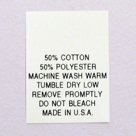 50/50 Cotton-Polyester Blend Printed Clothing Care Tags - Number 13