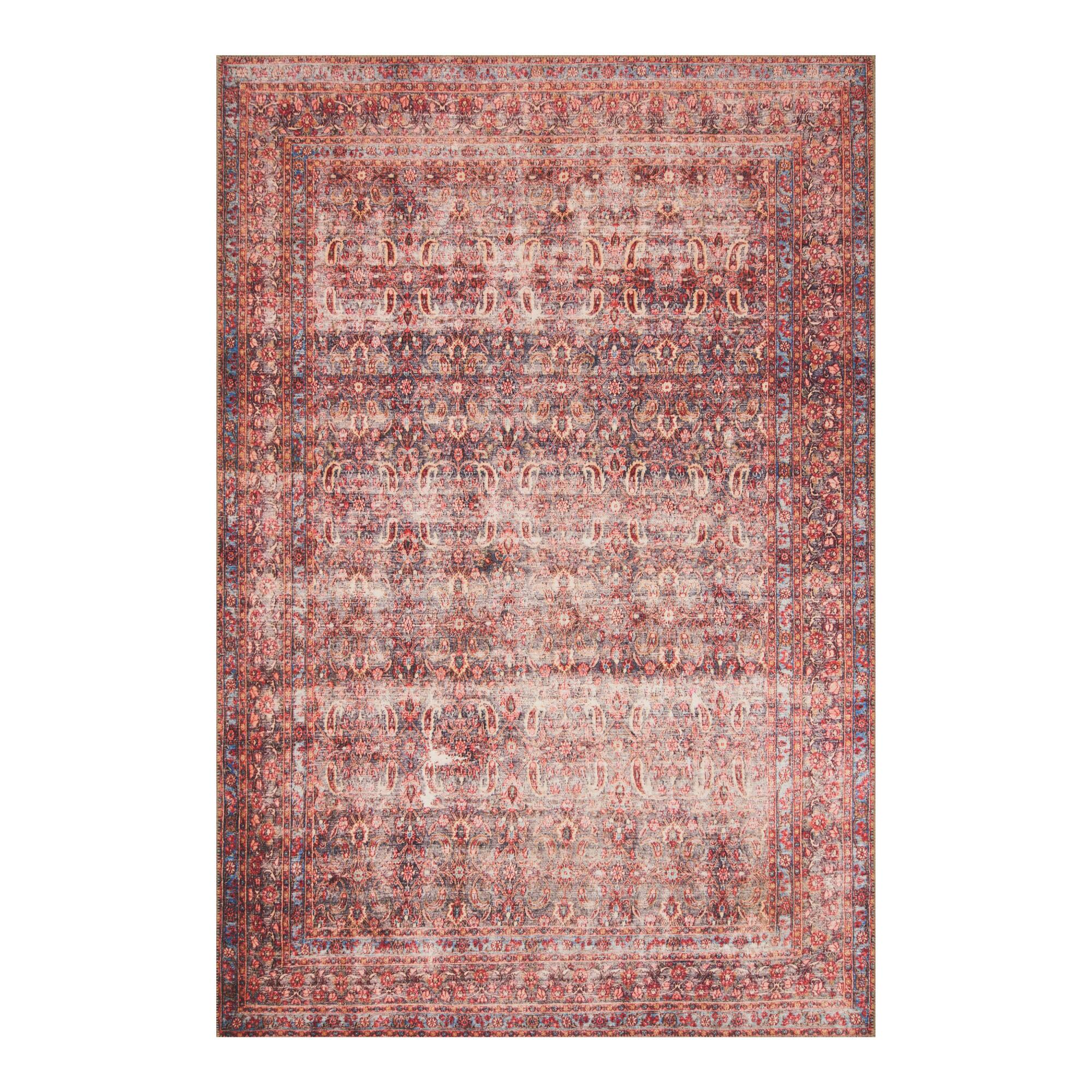 Eggplant and Crimson Distressed Pepper Area Rug: Red - Polyester - 5' x 8' by World Market
