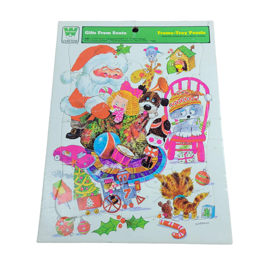 Gifts From Santa Holiday Vintage Frame Tray Puzzle 8" X 10" By Golden 1973 27