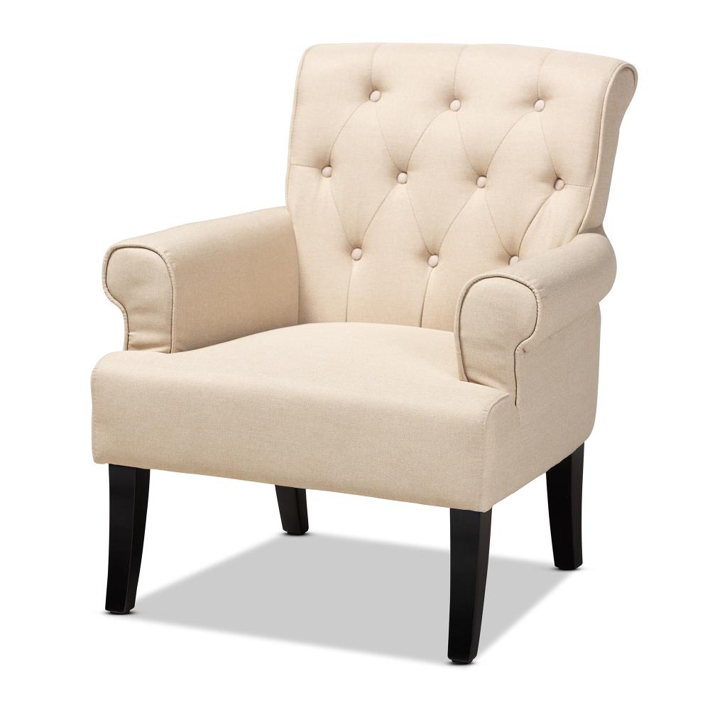 Baxton Studio Barret Modern Beige/Black Blend Accent Chair in Off-White | 161-10253-LW
