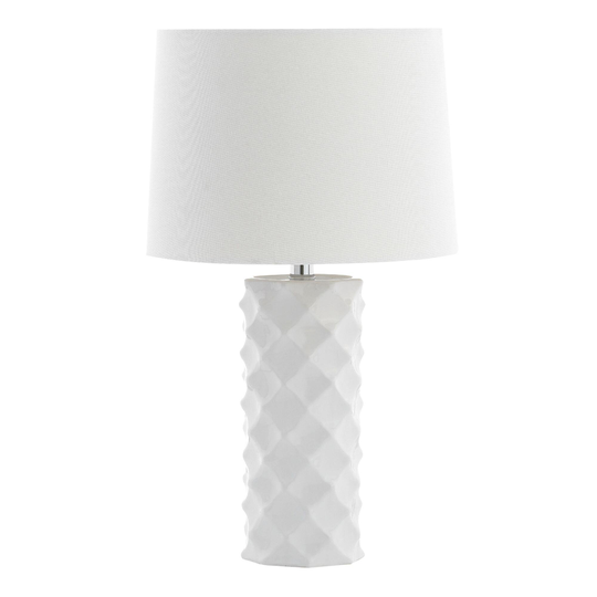 White Sculpted Ceramic Dominic Table Lamp -