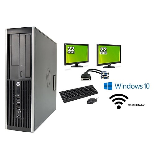 Refurbished HP 6300 SFF Intel i3-3220 (Includes two 22" LCD monitors), 8GB, 2TB, DVDRW, WiFi, Win 10 Pro