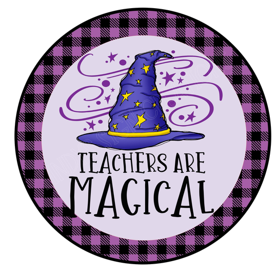 Teacher Wreath Sign, Metal Center, Door Hanging, Teacher Gift