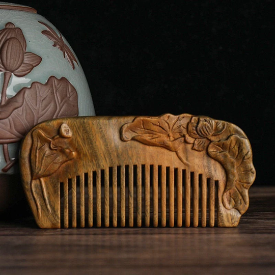 Lotus Flower Wood Comb Nice Guaiac Hair Accessories