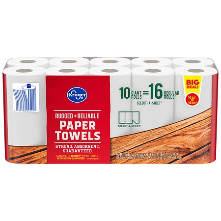 Kroger Select-A-Sheet Rugged + Reliable Paper Towels - 106.0 ea x 10 pack