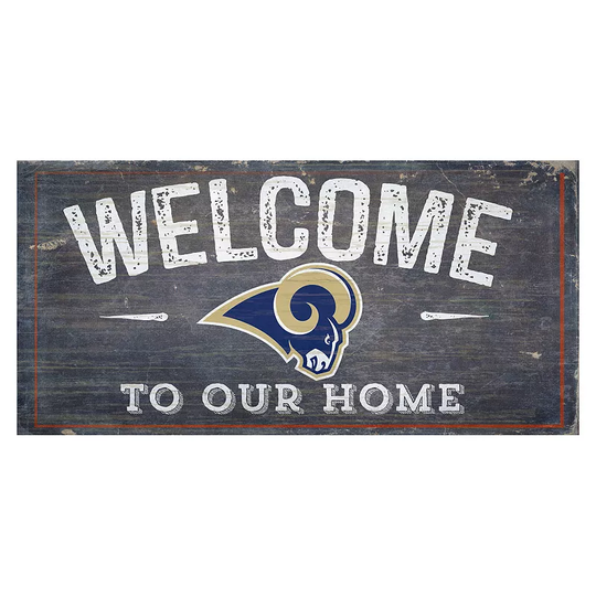 Los Angeles Rams Distress Welcome Sign, Multicolor, 6X12