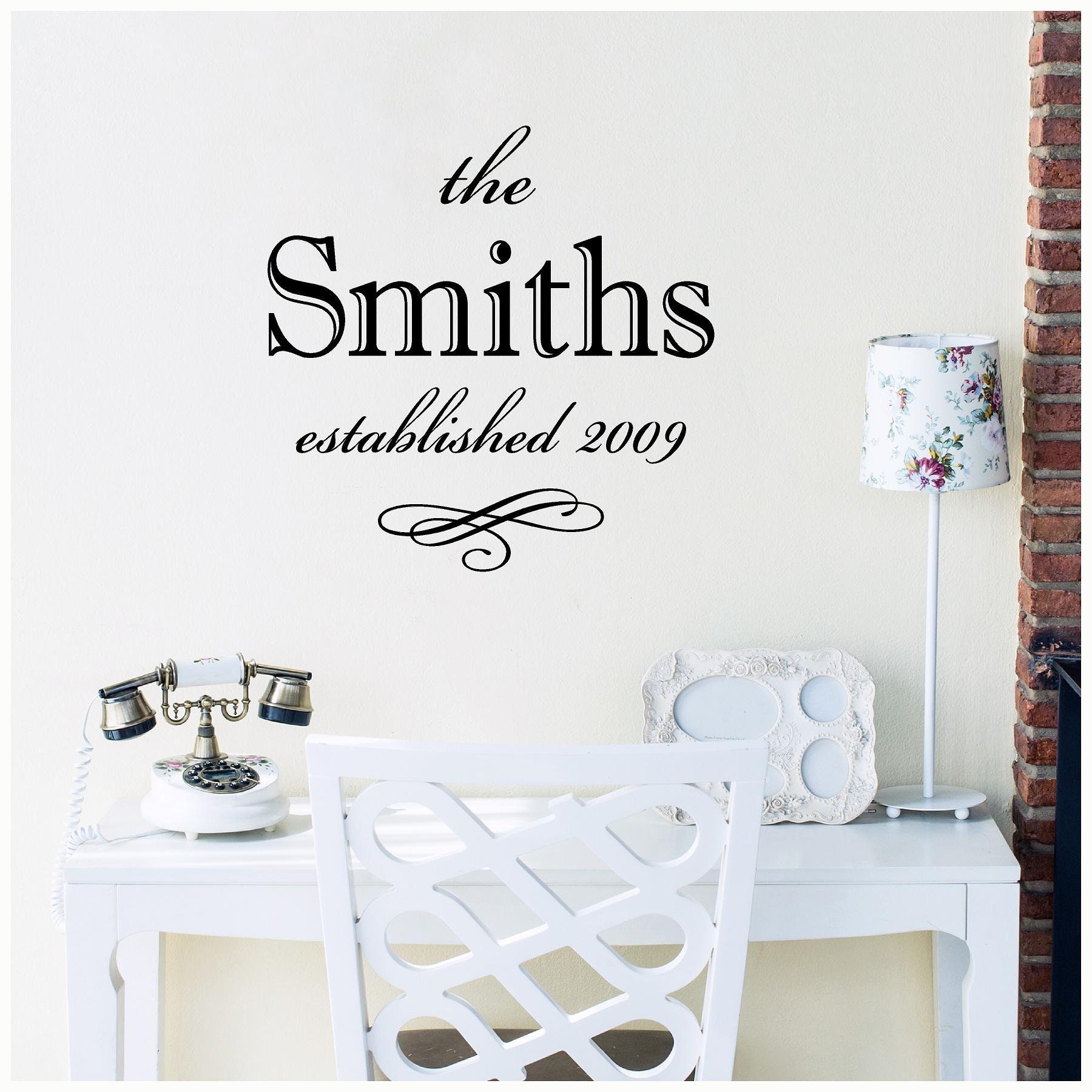 Custom Family Name & Established Year Wall Or Tile Decal Wedding Gift Vinyl Lettering Decal Quote Personalized