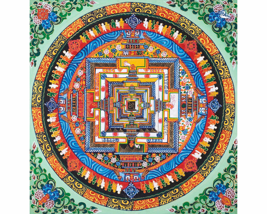 Handpainted Kalachakra Mandala Thangka | Tibetan Buddhist Artwork Religious Wall Hanging Decoration Traditional Gift Ideas Nepal Arts