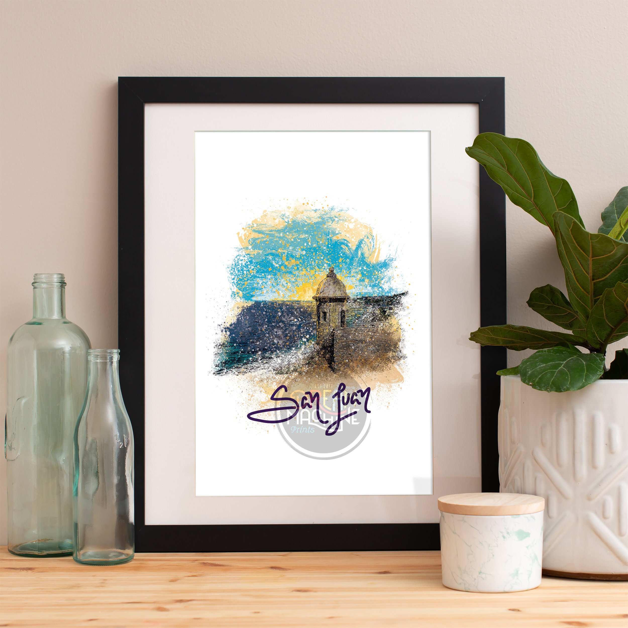 San Juan Print, Skyline, Art, Poster, Watercolor, Art Map, Wall
