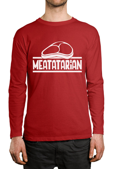 Meatatarian Carnivore Diet No-Vegans Here No Lettuce Only Animal Meat Beef Steak Poultry Seafood Fish Eating Men's Long Sleeve Shirt Sf-0412