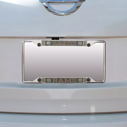Colorado State Rams Jersey Small Over Small Metal Acrylic Cut License Plate Frame, Multicolor