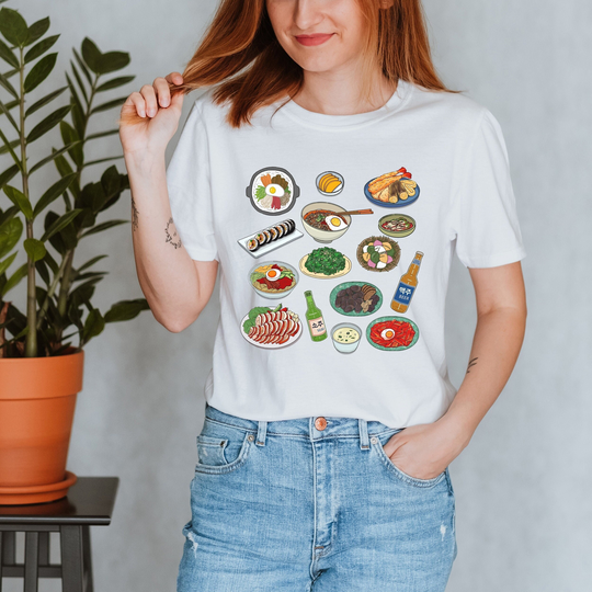 Korean Food Shirt, Cute Fashion T Ramen Soju Kimchi Bibimbap South Kdrama Kpop Shirt