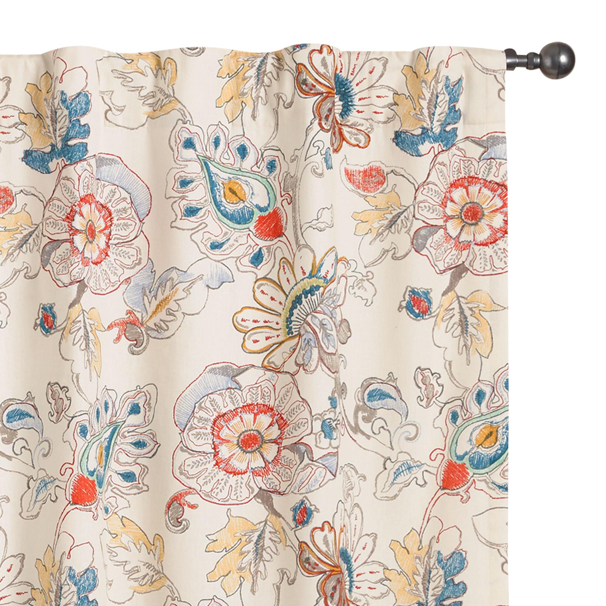 Multicolor Floral Corinne Sleeve Top Curtains Set Of 2 - Cotton - 84" L by World Market