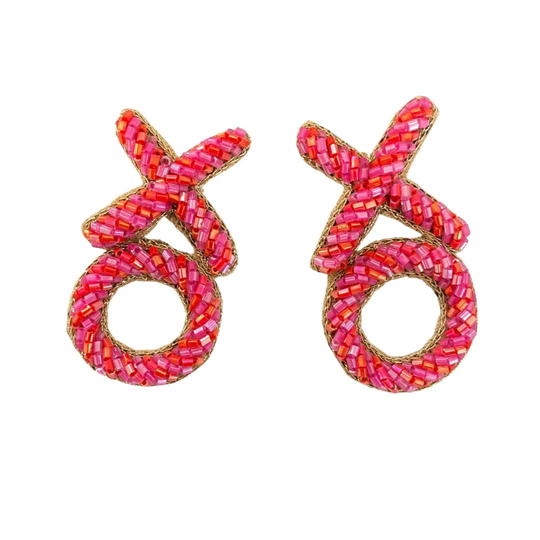 xo Earrings in Pink/Red Stripe