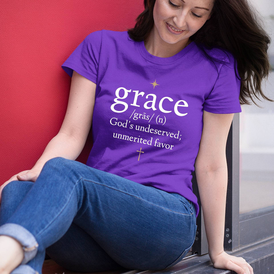 Grace Definition Tshirt Christian Religious Faith Thanksgiving Worship Cross Sunday Church Inspirational Motivational Clothing Tee Top Gift