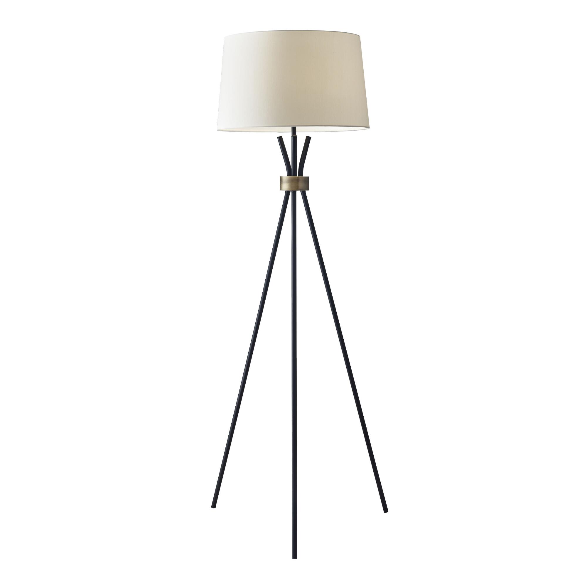 Black and Brass Tripod Kurt Floor Lamp: Black/Metallic by World Market