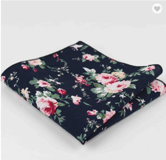 Men's Floral Pocket Square, Wedding Flower Handkerchief For Groom, Groomsmen Square