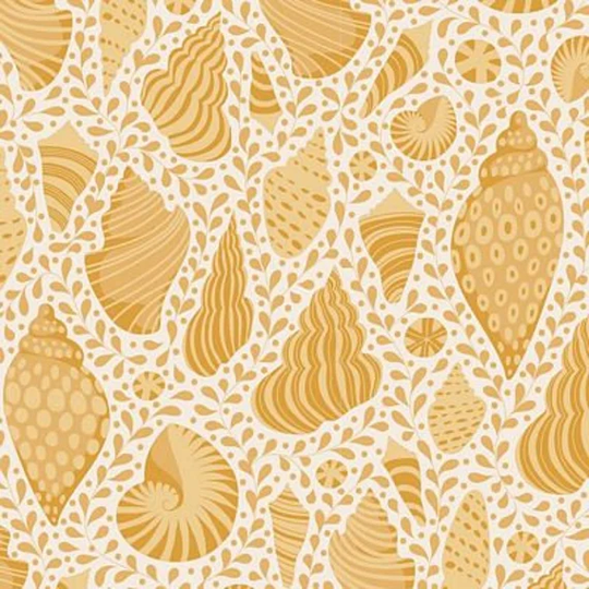 Tilda Cotton Beach Yellow Shell Blender Tone Finnanger Vintage Quilting Cotton Fabric ~ Per Yard