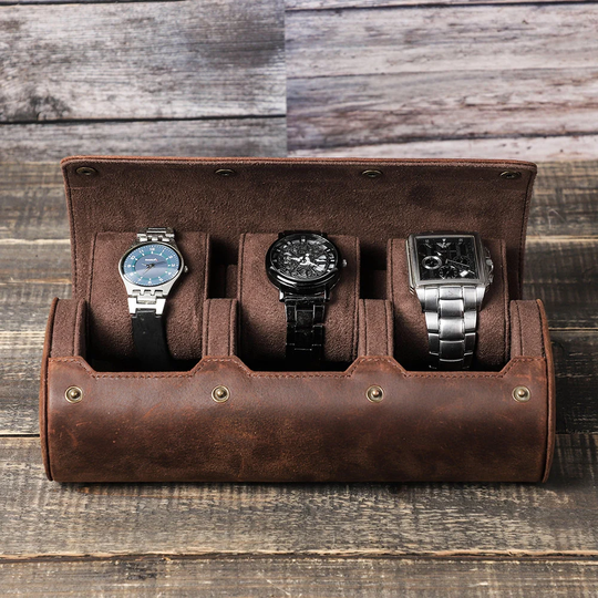 Retro Leather Watch Case Travel, Roll Travel For 3 Watches, Holder Organizer, Accessories Customized Gift For Men