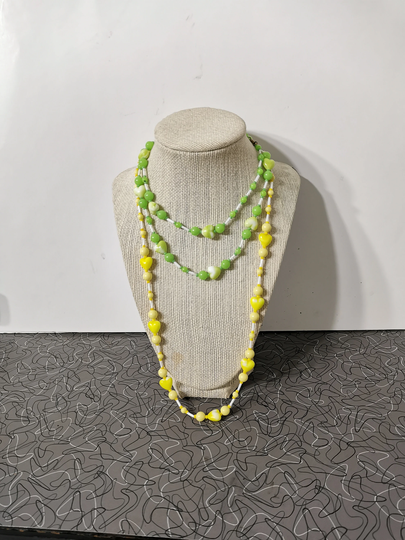 Vintage Glass Heart Beaded Necklace Mod 1960's Shaped Beads